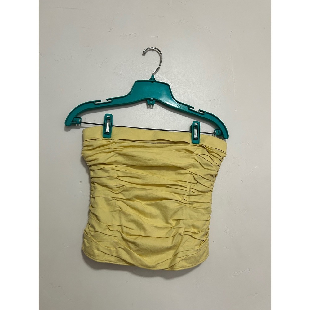 Reformation Orion Yellow Ruched Smocked Back Tube Top Strapless Zip Back Size 4‎